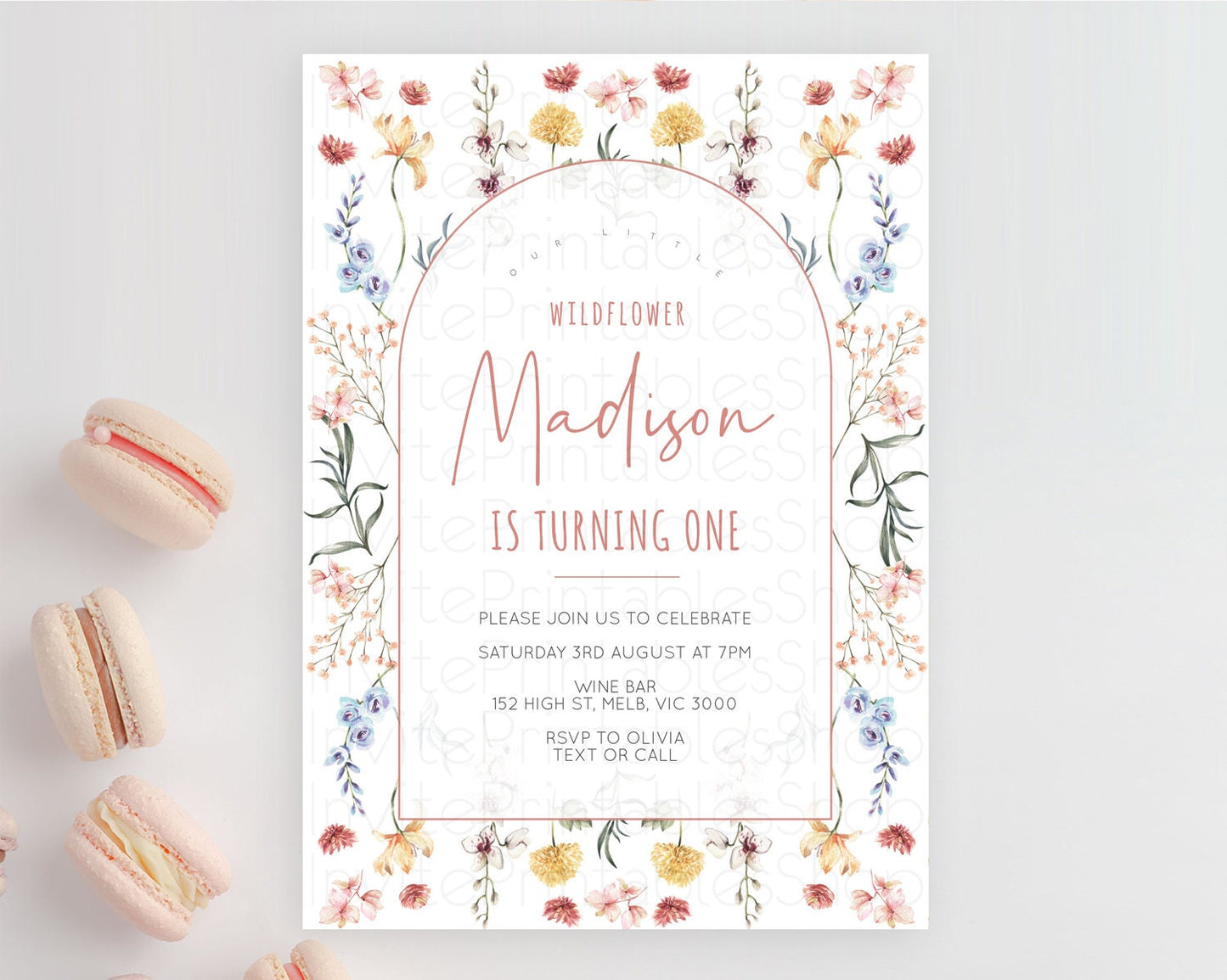 Secret Garden Invitation Wildflower Birthday Invitation Pastel Flowers Invite Enchanted Garden Boho Floral 3rd 2nd First Birthday D10682