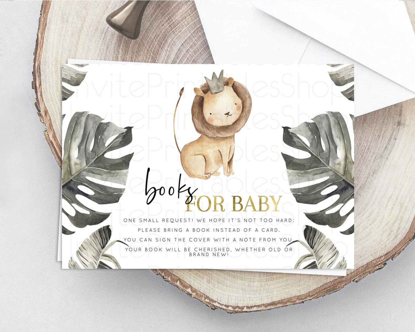 Lion Books For Baby Card Lion Book Insert Safari Lion Book Card Dried Palm Fern Safari Adventure Lion Baby Shower Book Poem Request D10599