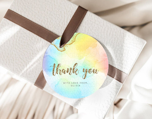 Editable Pastel Thank You Tags Rainbow Thank You Gift Tags Colorful Pastel F