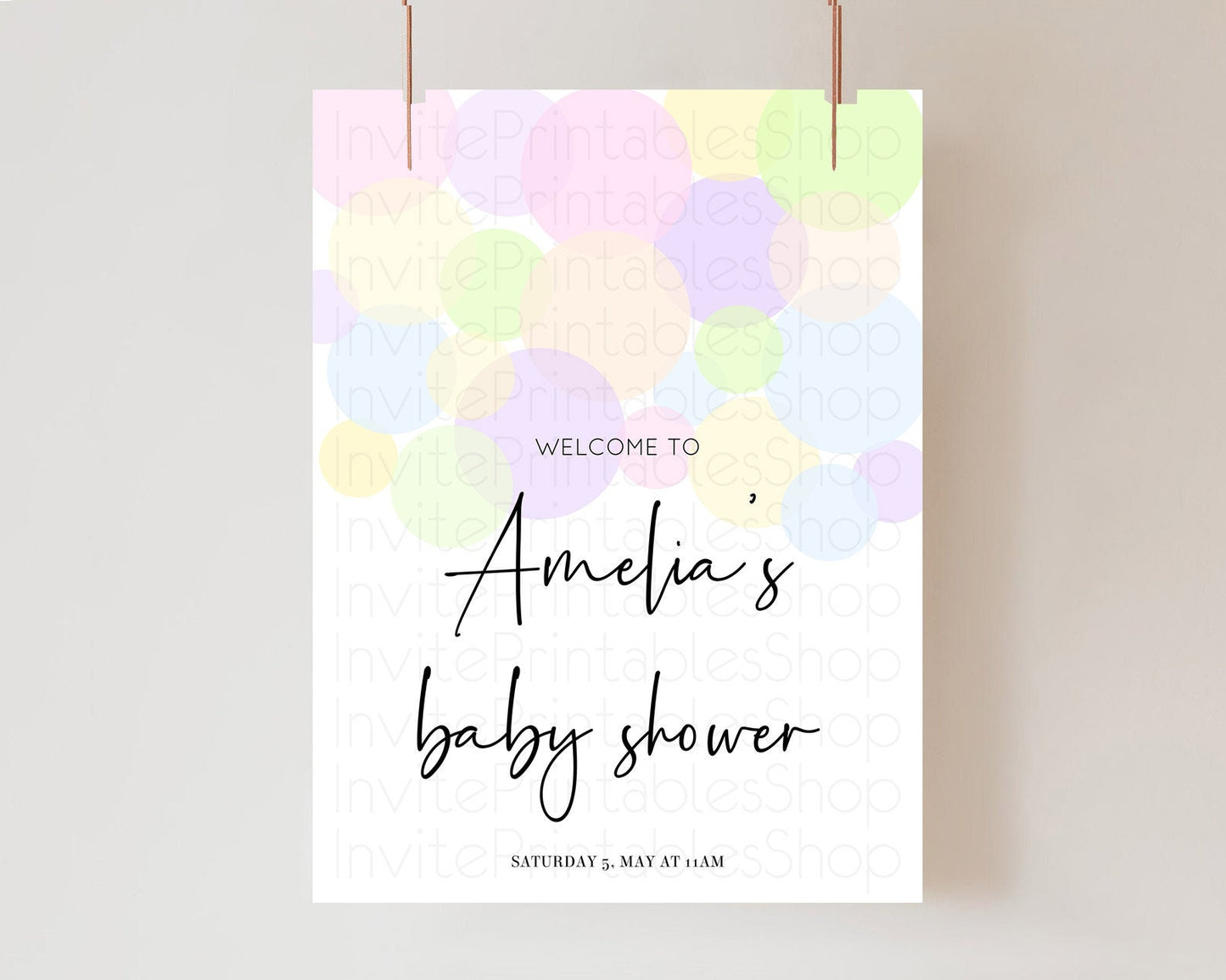 Editable Rainbow Baby Shower Welcome Sign Pastel Welcome Board Pastel Rainbo