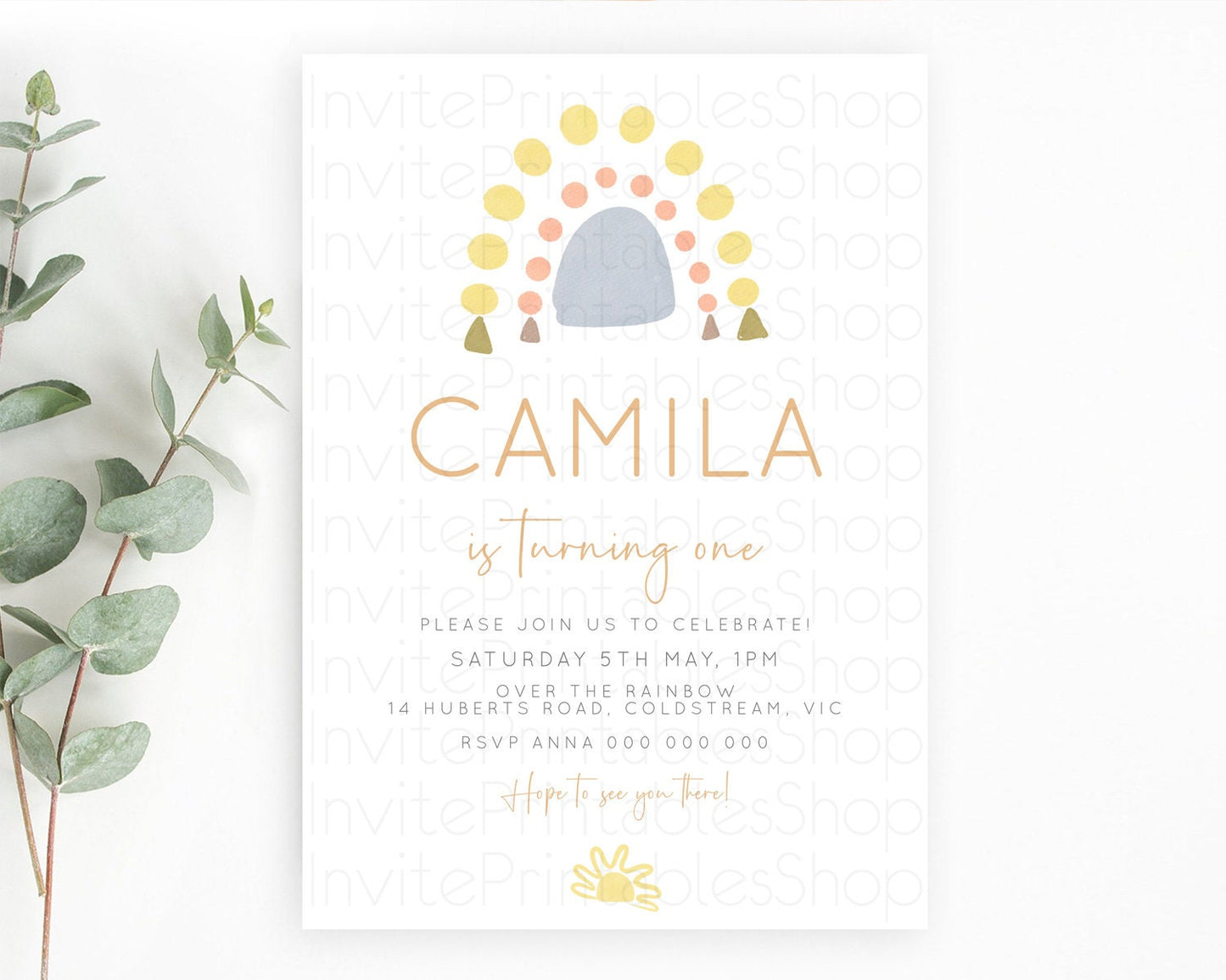 Pastel Rainbow Birthday Invitation Pastel Rainbow Invitation Rainbow Invitation Pastel Invitation Boho Rainbow 1st First Birthday D10688