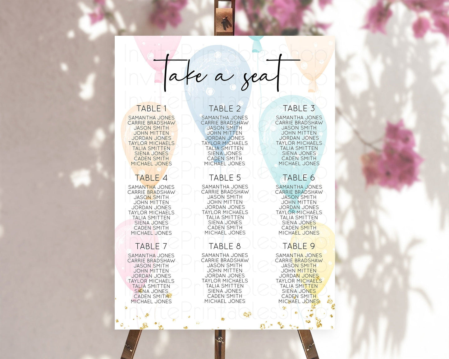 Balloon Seating Chart Pastel Seating Chart Pastel Balloon Seating Sign Colorful Pastel Rainbow Balloon Seating Board Balloon Decor D10776