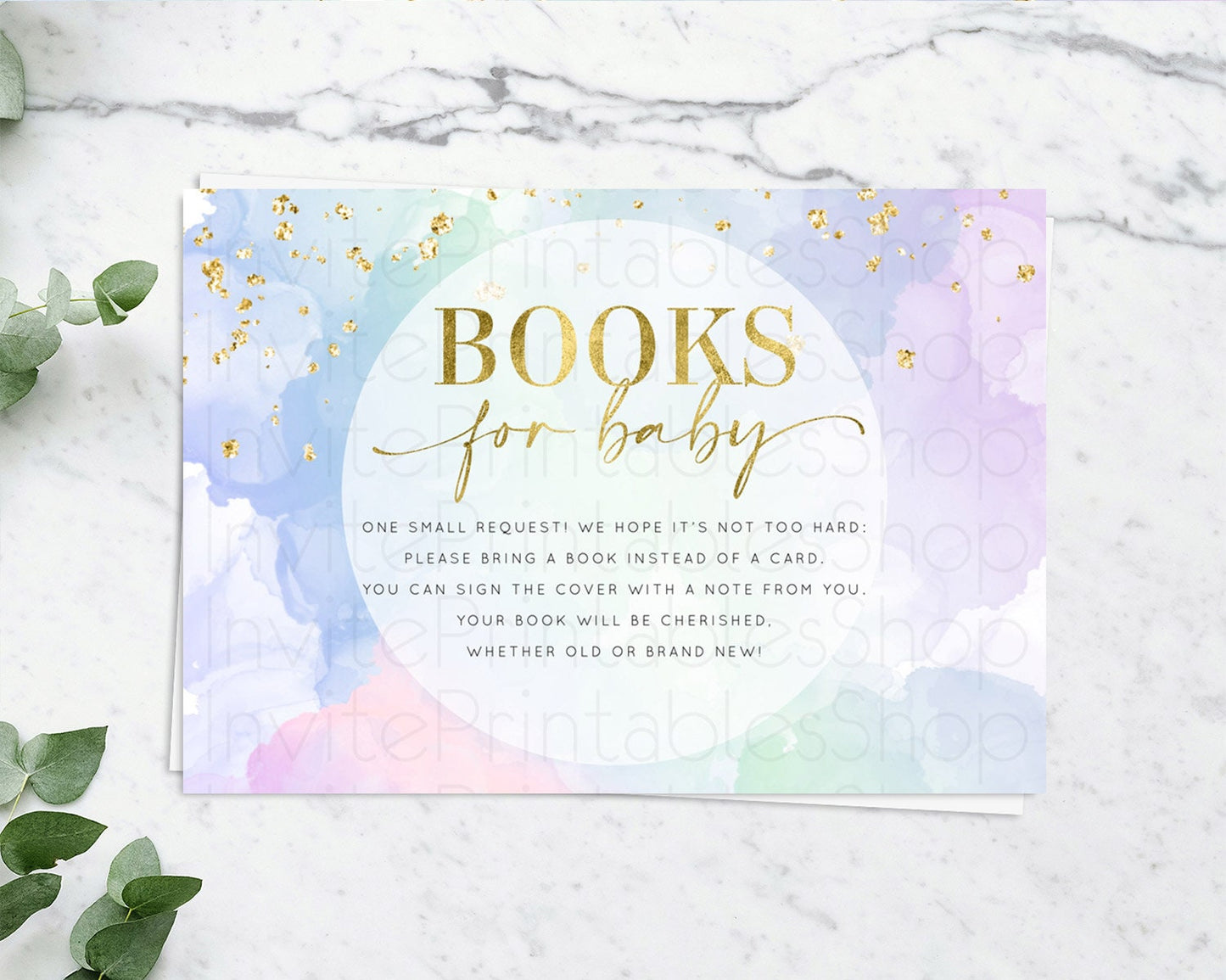 Pastel Books For Baby Card Pastel Rainbow Book Insert Colorful Ombre Watercolor Book Card Confetti Glitter Baby Book Poem Request D10624