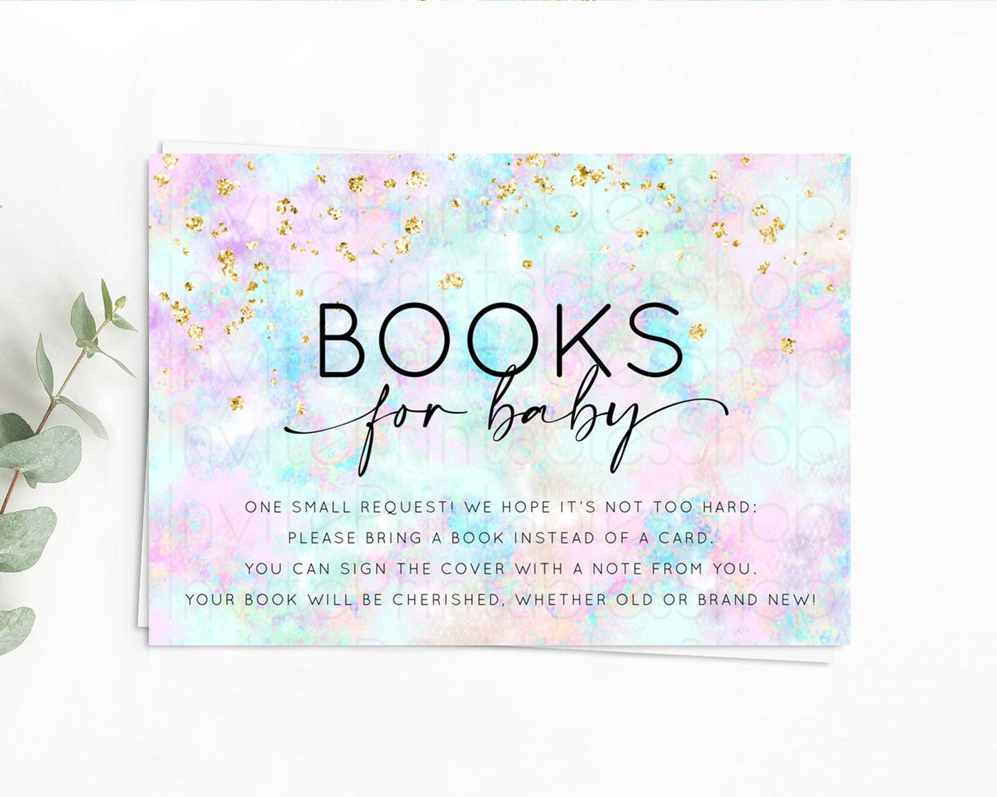 Pastel Books For Baby Card Pastel Rainbow Book Insert Colorful Ombre Watercolor Book Card Confetti Glitter Baby Book Poem Request D10652