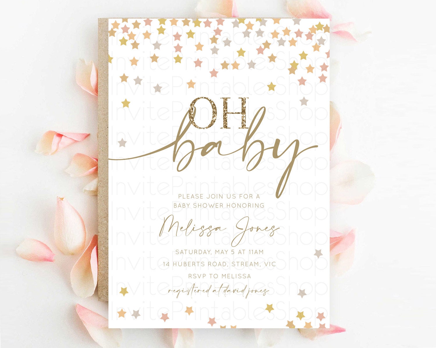 Editable Twinkle Star Baby Shower Invitation Pastel Twinkle Star Invitation