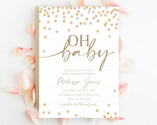 Editable Twinkle Star Baby Shower Invitation Pastel Twinkle Star Invitation