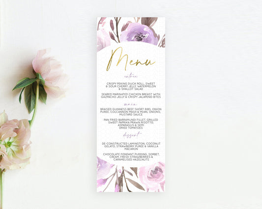 Secret Garden Menu Wildflower Menu Template Pastel Flower Garden Table Decor Boho Floral Dinner Dessert Floral Party Food Menu D10201