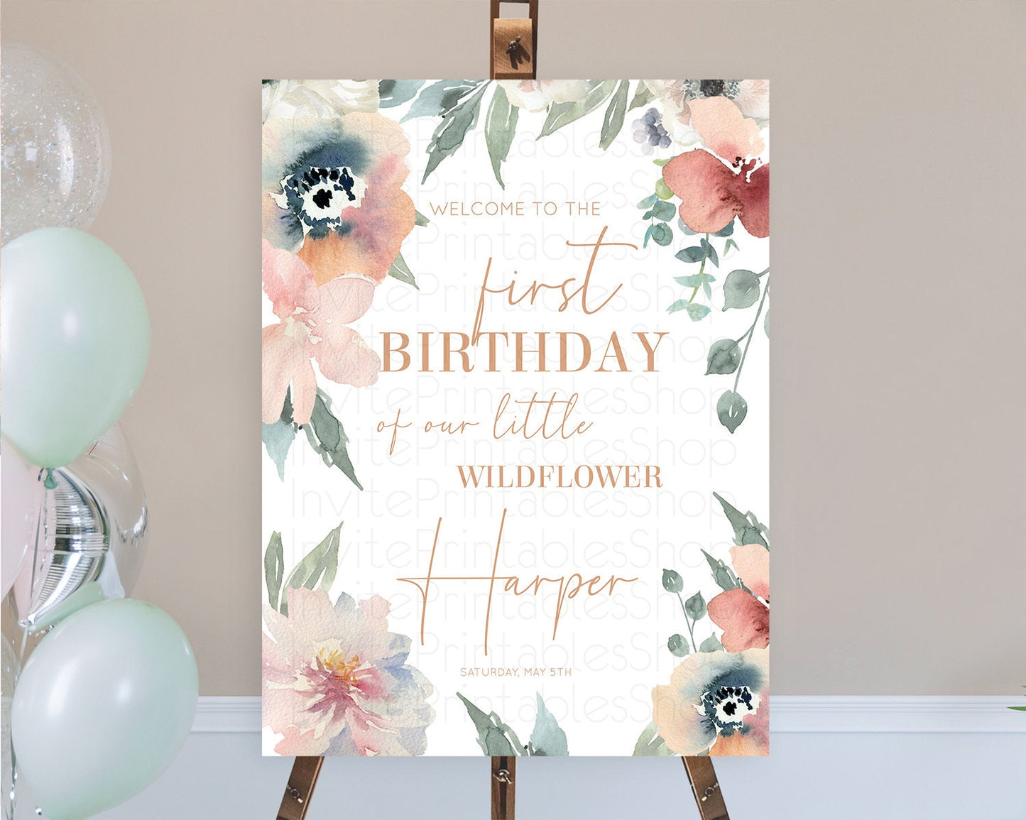 Secret Garden Welcome Sign Wildflower Welcome Board Pastel Flower Garden Welcome Poster Boho Wildflower First Birthday Welcome Sign D10787