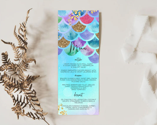 Rainbow Fish Menu Template Rainbow Fish Menu Watercolor Mermaid Décor Rainbow Under Sea Pastel Dinner Dessert Menu Rainbow Food Menu D10581