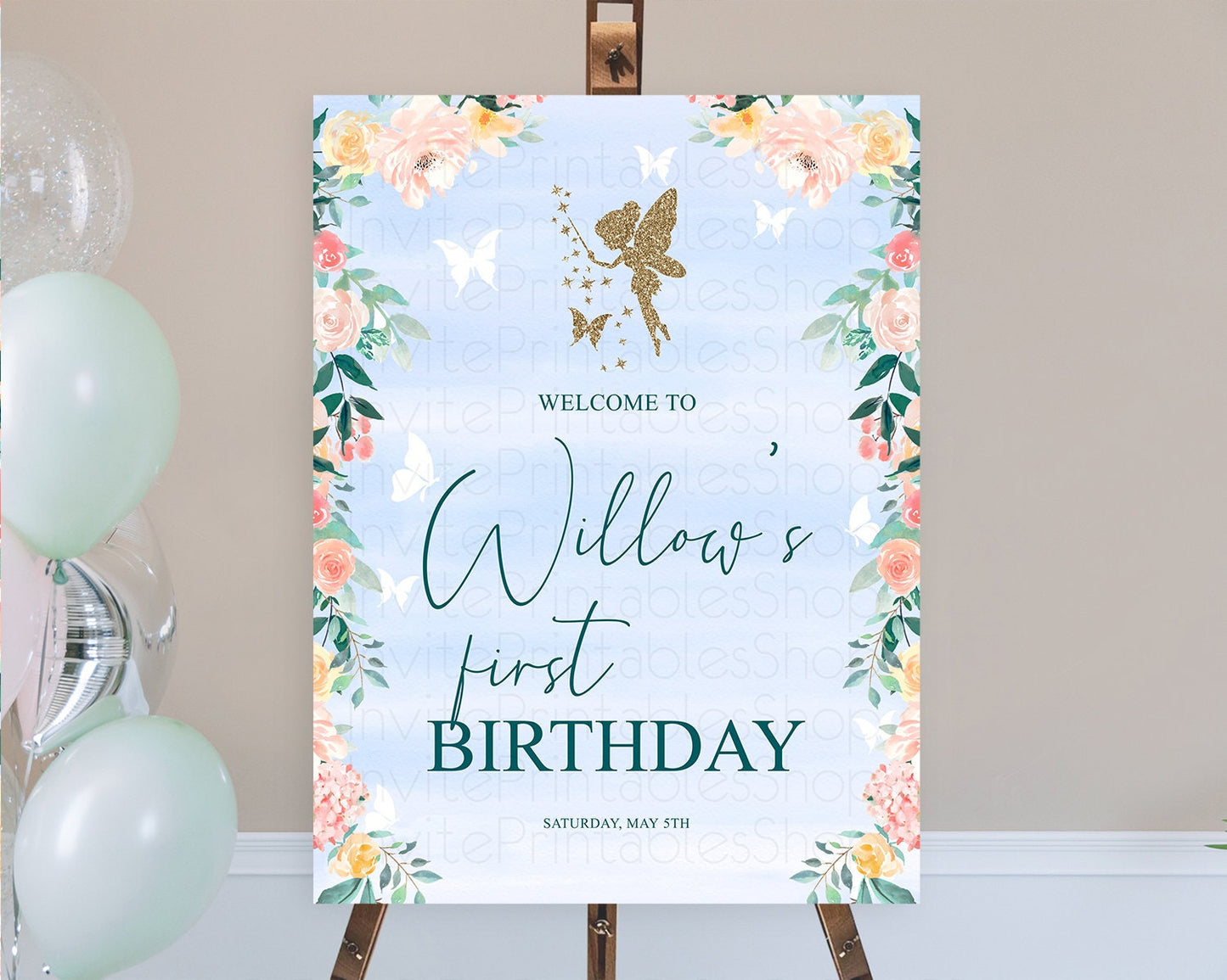 Fairy Welcome Sign Fairy Welcome Board Enchanted Garden Pastel Floral Butterfly Decor Secret Garden First Birthday Welcome Sign D10794
