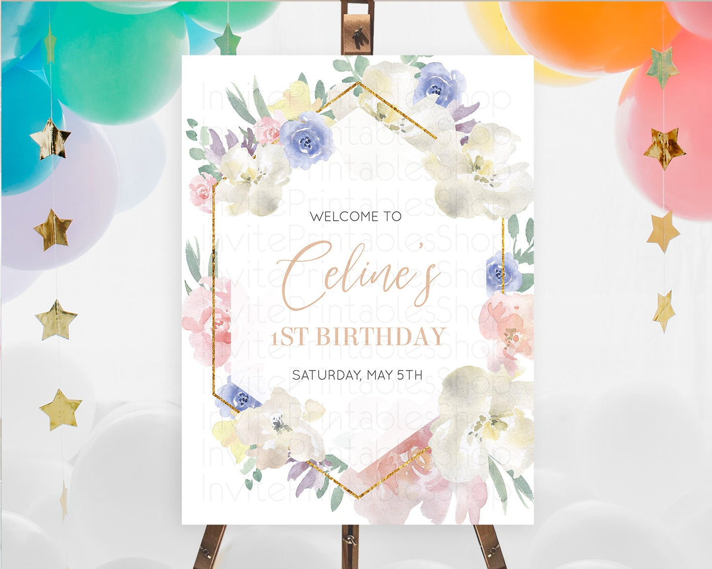 Secret Garden Welcome Sign Wildflower Welcome Board Pastel Flower Garden Welcome Poster Boho Wildflower First Birthday Welcome Sign D10254