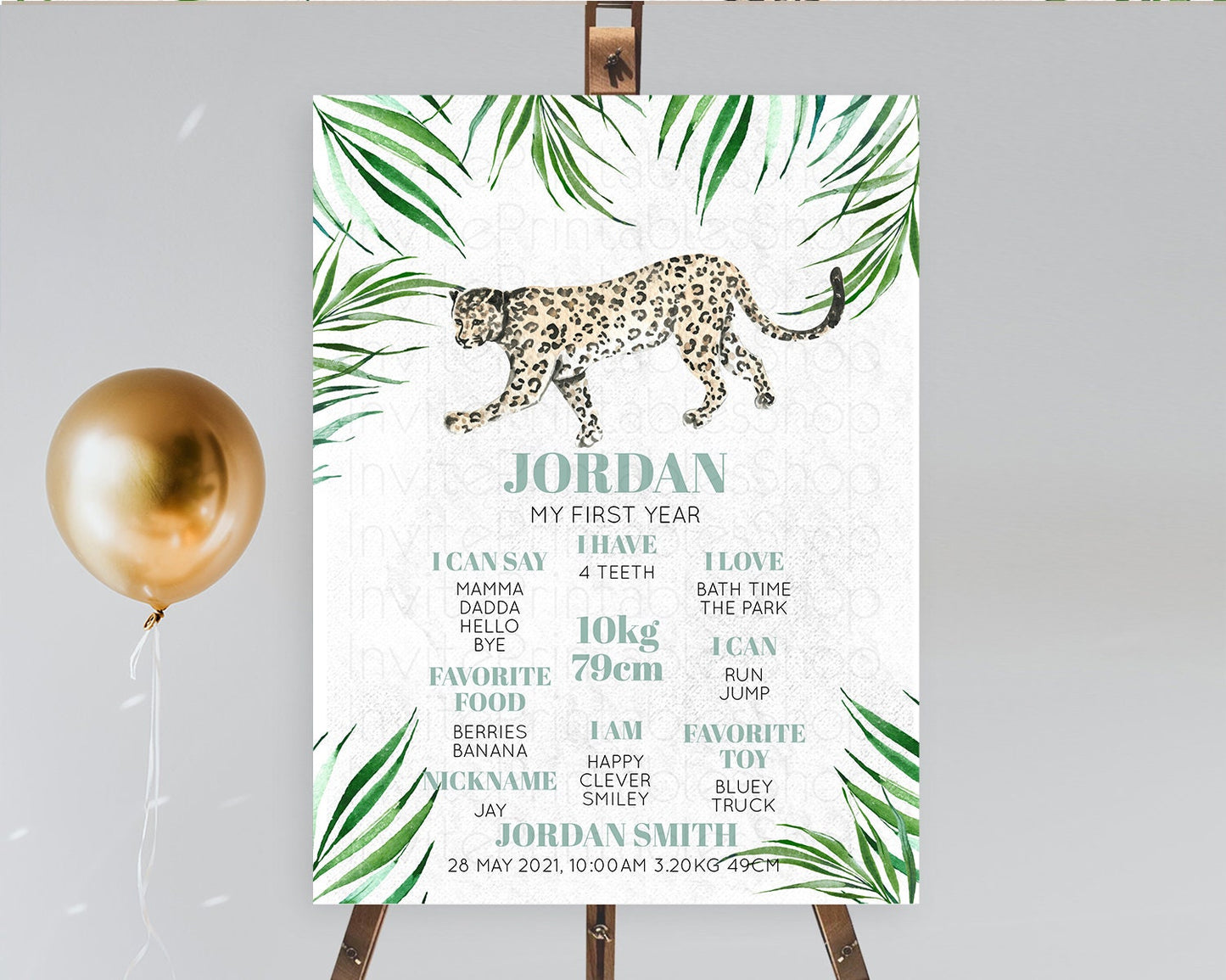 Cheetah First Birthday Milestone Board Cheetah Milestone Poster Cheetah Decor Safari Adventure Cheetah First Birthday Welcome Sign D10382