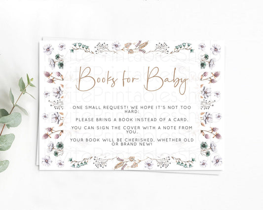 Editable Secret Garden Books For Baby Card Boho Wildflower Book Insert Paste