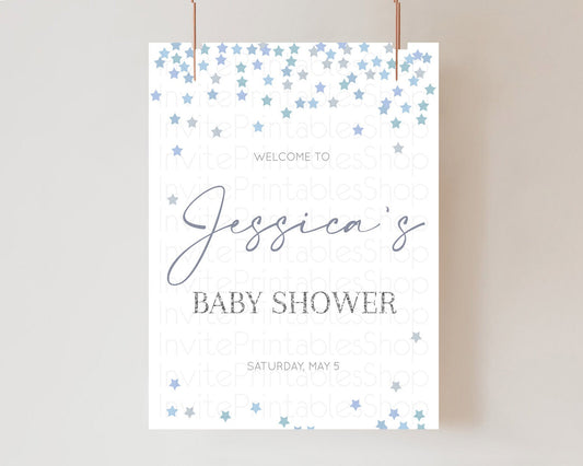 Editable Star Baby Shower Welcome Board Pastel Stars Welcome Sign Shooting S