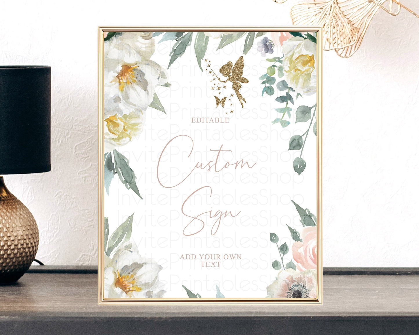 Fairy Sign Enchanted Garden Table Sign Decor Pastel Floral Butterfly Party Secret Garden Birthday Baptism Baby Shower Bridal Shower D10800