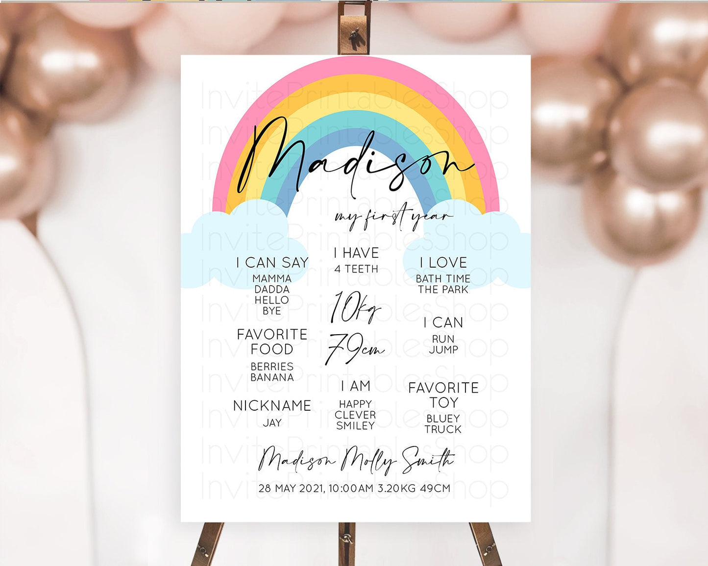 Pastel Rainbow First Birthday Milestone Poster Boho Rainbow Milestone Board Rainbow Milestone Pastel Milestone Rainbow 1st Birthday D10123