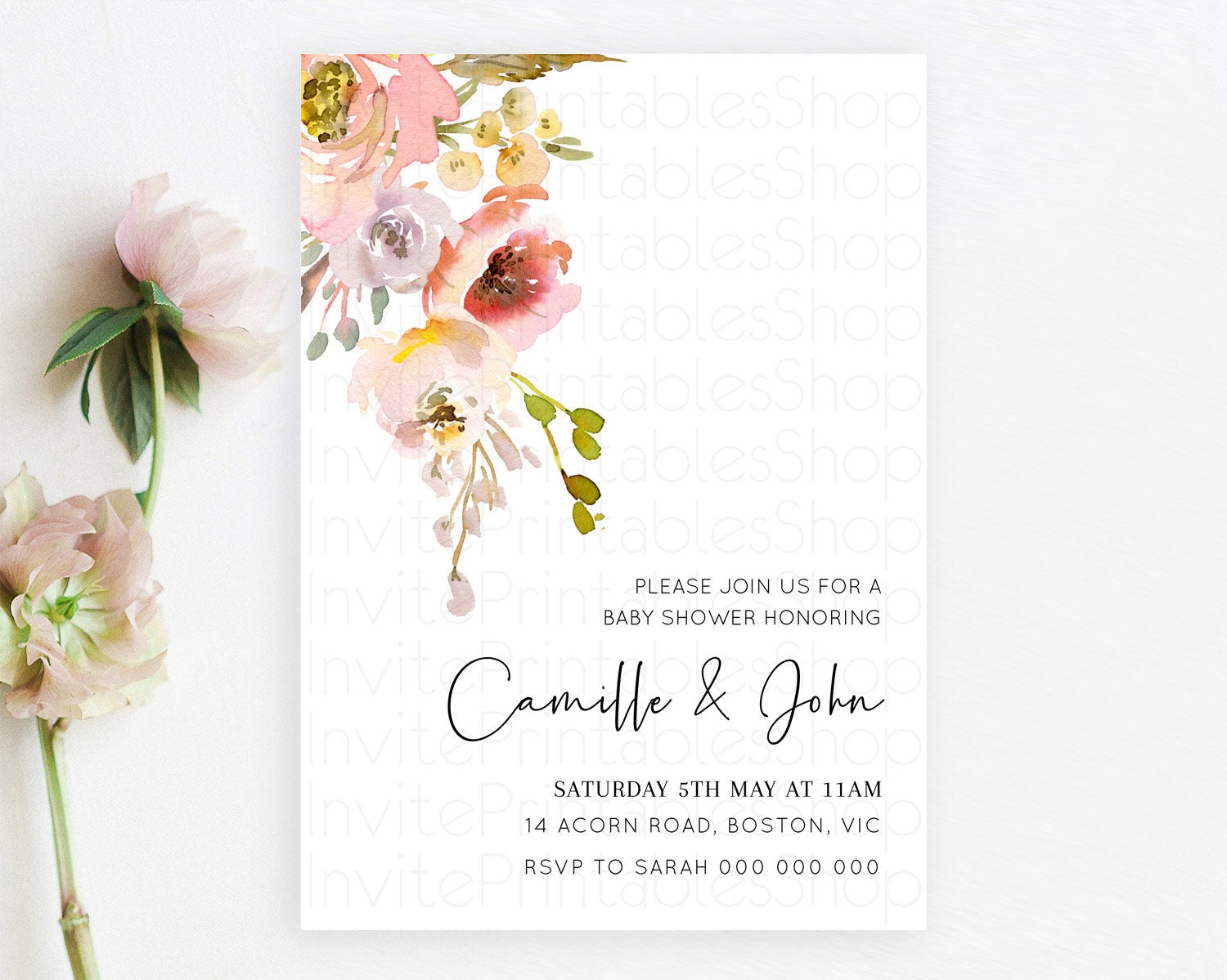 Editable Wildflower Baby Shower Invitation Secret Garden Baby Shower Invitat