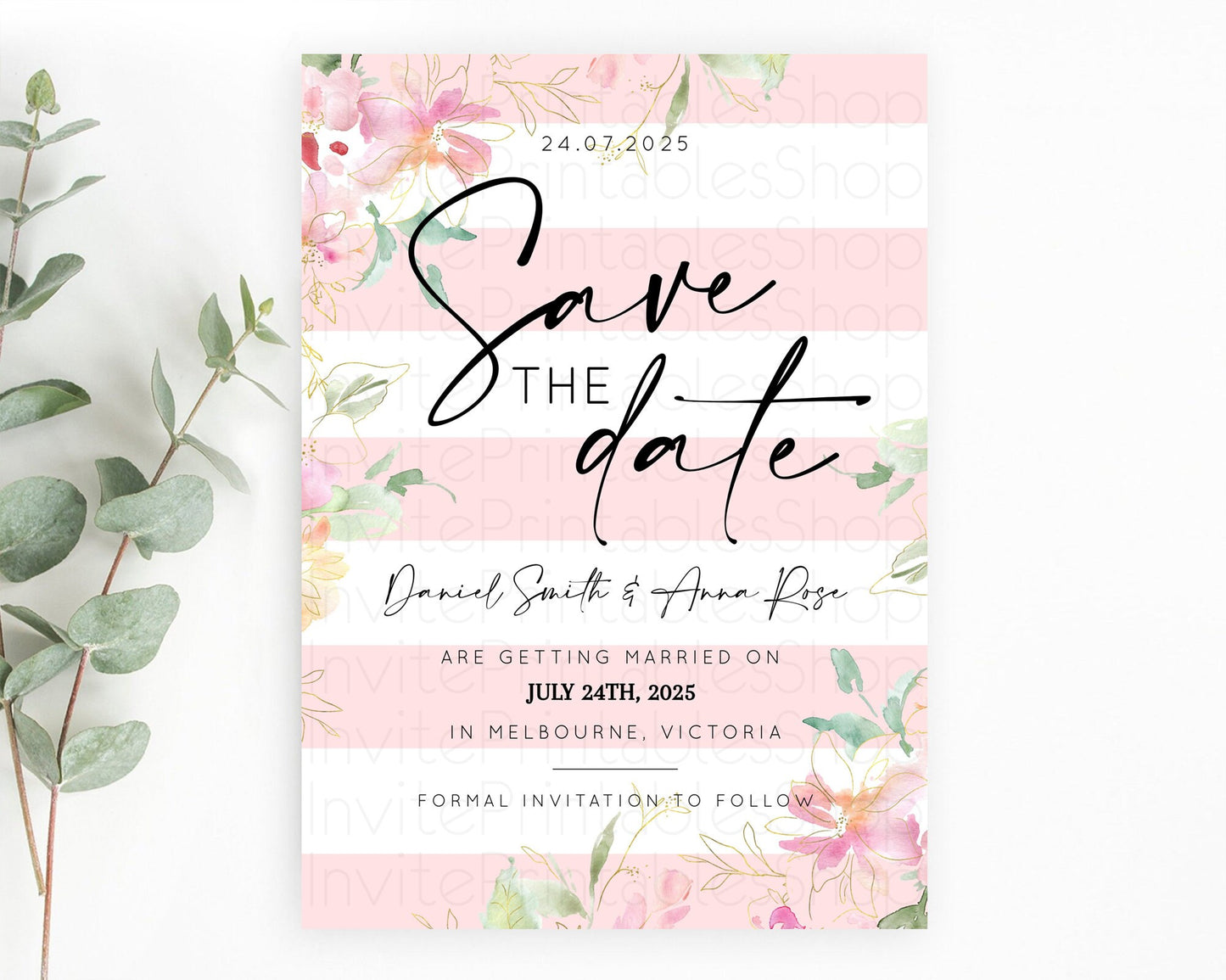 Wildflower Save The Date Template Secret Garden Save The Date Pastel Floral Garden Party Boho Flowers Birthday Baby Shower Wedding D10301