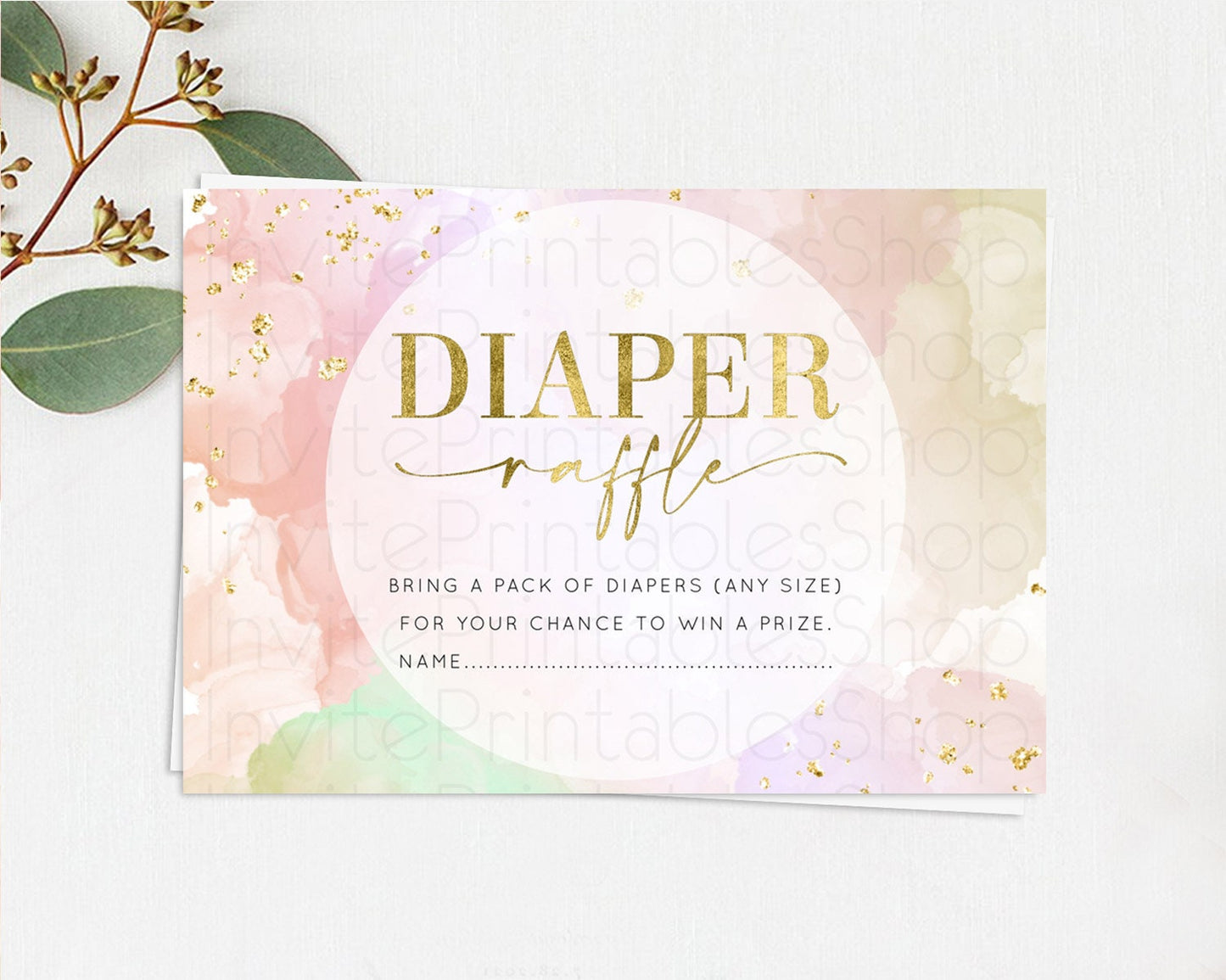 Editable Pastel Diaper Raffle Card Pastel Rainbow Diaper Raffle Insert Color