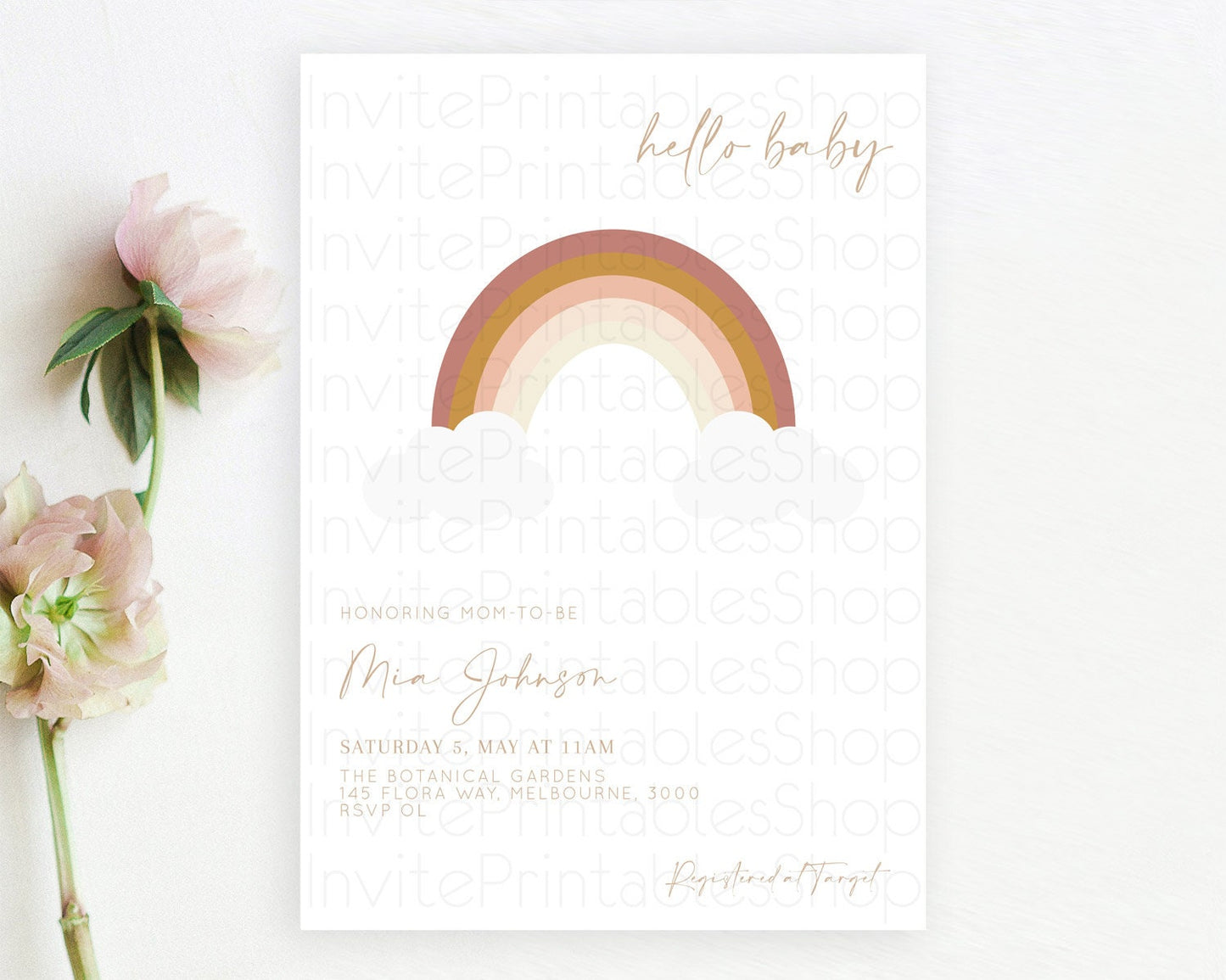 Editable Pastel Rainbow Baby Shower Invitation Pastel Rainbow Invitation Rai