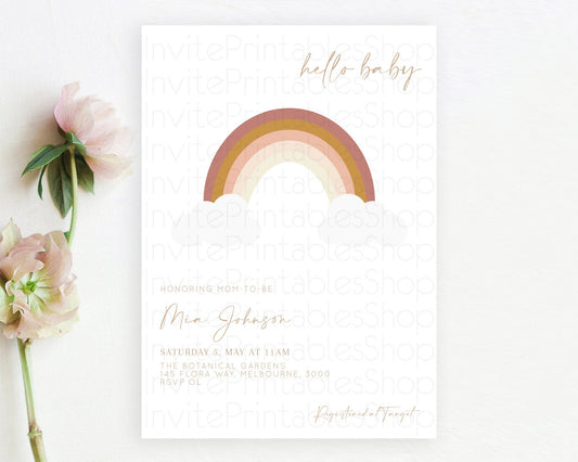 Editable Pastel Rainbow Baby Shower Invitation Pastel Rainbow Invitation Rai