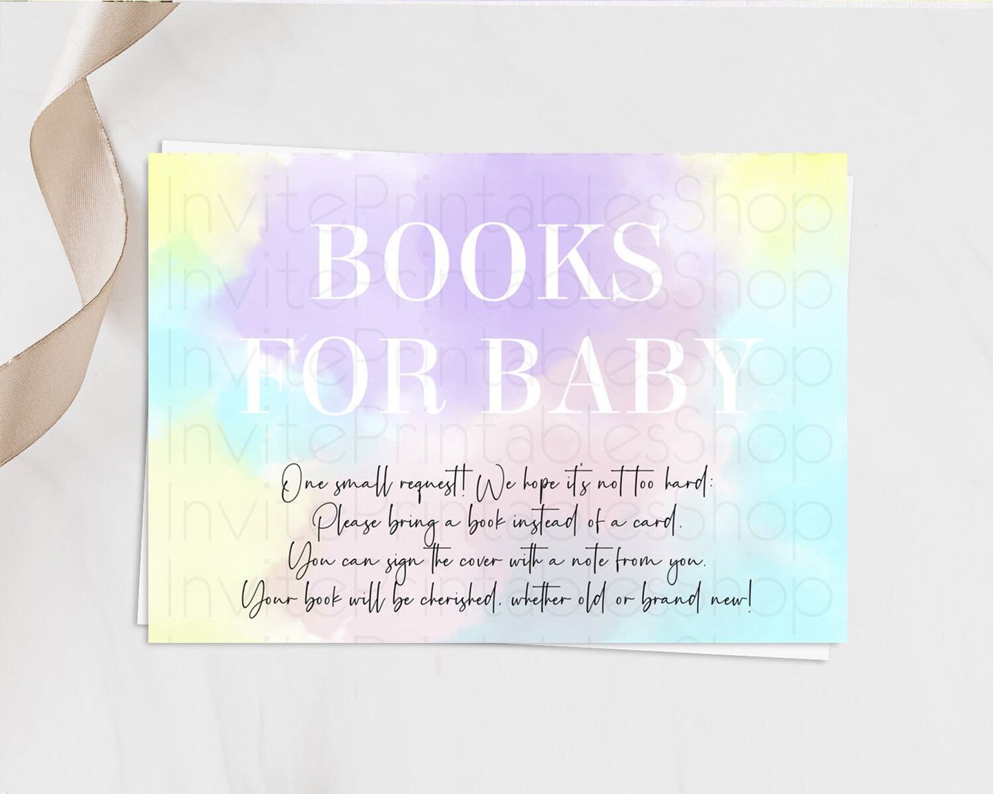 Pastel Books For Baby Card Pastel Rainbow Book Insert Colorful Ombre Watercolor Book Card Confetti Glitter Baby Book Poem Request D10617