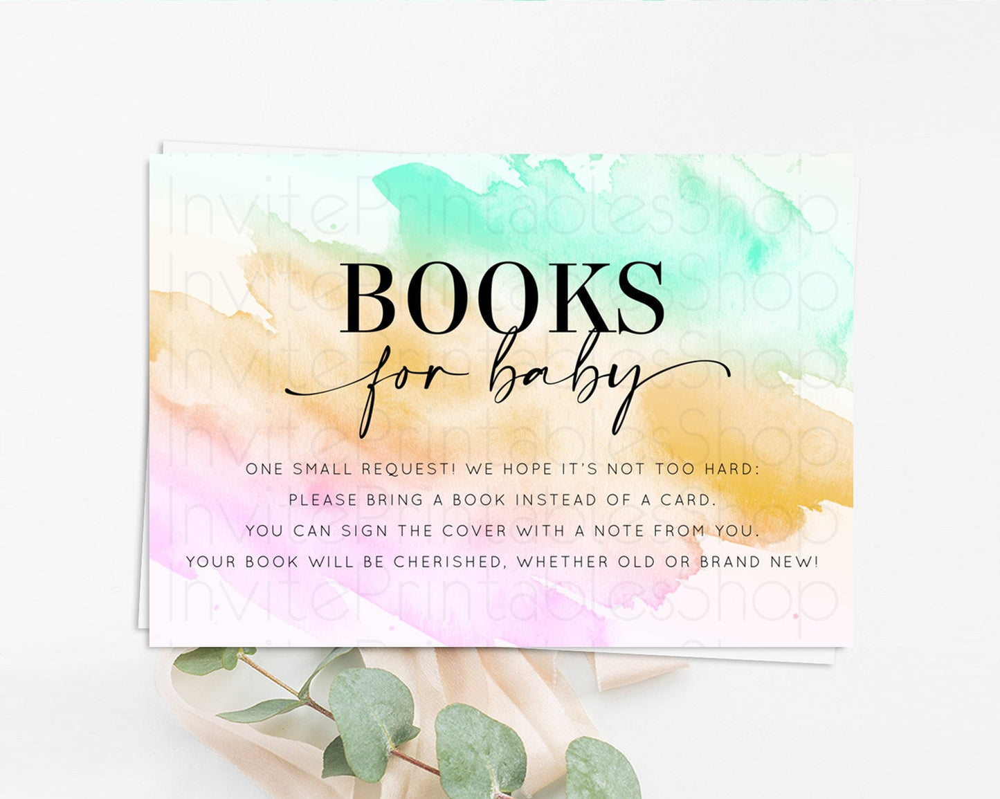 Pastel Books For Baby Card Pastel Rainbow Book Insert Colorful Ombre Watercolor Book Card Confetti Glitter Baby Book Poem Request D10962