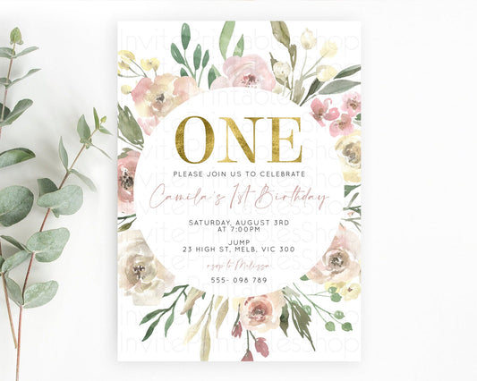 Secret Garden Invitation Wildflower Birthday Invitation Pastel Flowers Invite Enchanted Garden Boho Floral 3rd 2nd First Birthday D10202