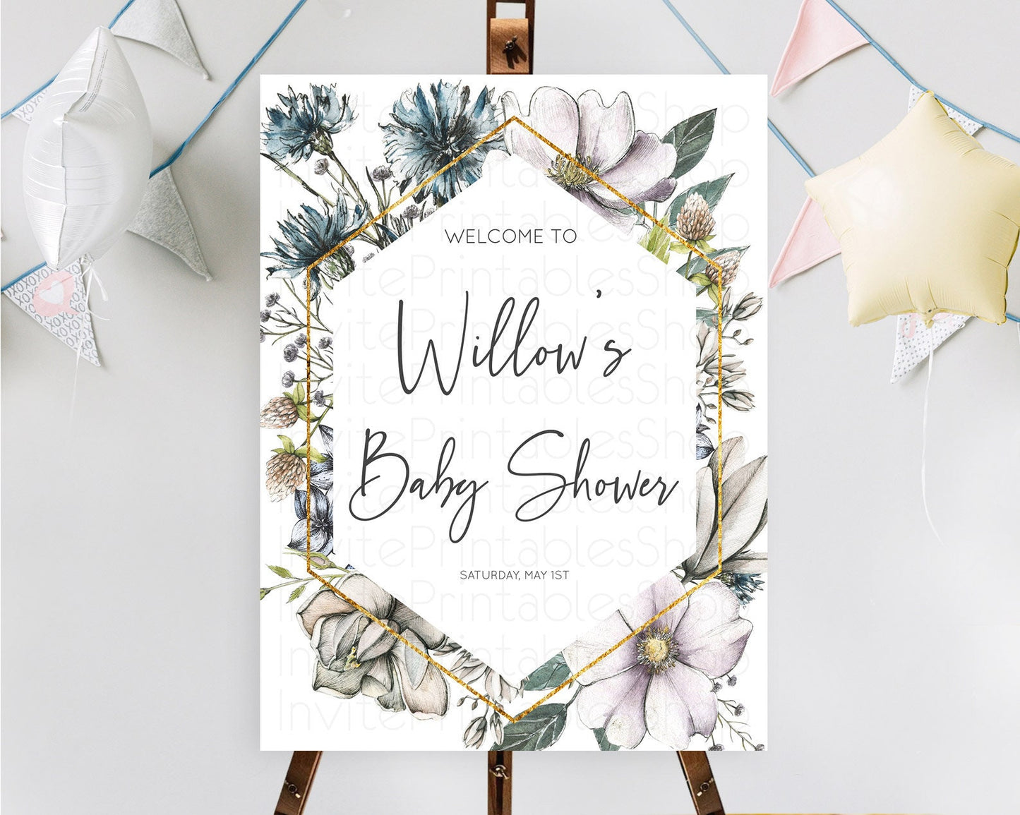 Secret Garden Baby Shower Welcome Sign Wildflower Welcome Board Pastel Flower Garden Welcome Poster Boho Wildflower Welcome Sign D10501