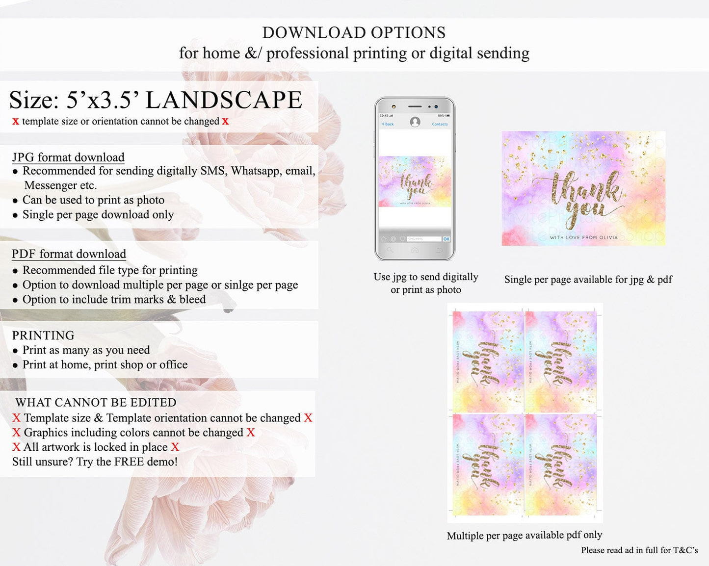 Pastel Thank You Rainbow Thank You Card Colorful Pastel Birthday Thank You Card Confetti Watercolor Pastel Teacher Thank You Cards D10435
