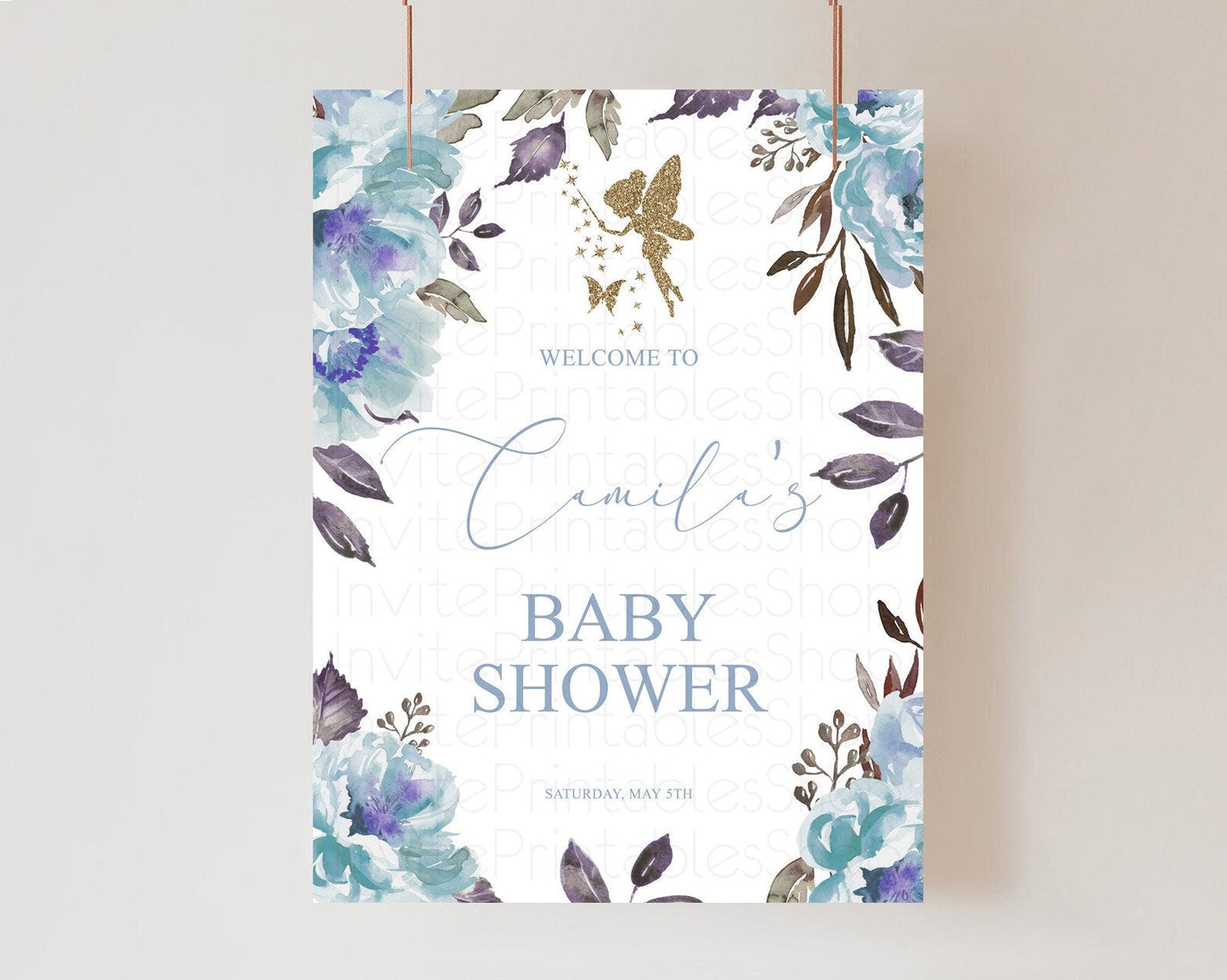 Fairy Baby Shower Welcome Sign Fairy Welcome Board Enchanted Garden Pastel Floral Butterfly Decor Secret Garden Fairy Welcome Sign D10728