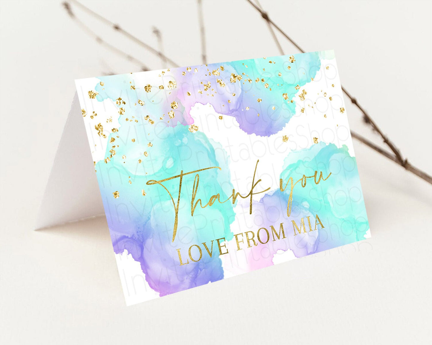 Pastel Thank You Rainbow Thank You Card Colorful Pastel Birthday Thank You Card Confetti Watercolor Pastel Teacher Thank You Cards D10212