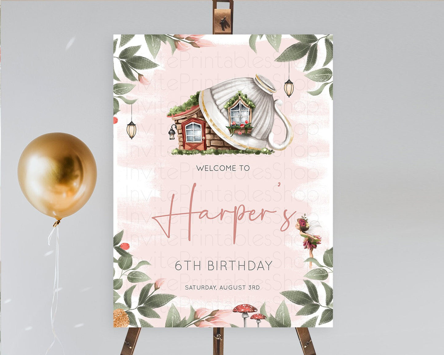 Fairy Welcome Sign Fairy Welcome Board Enchanted Garden Pastel Floral Butterfly Decor Secret Garden First Birthday Welcome Sign D10563