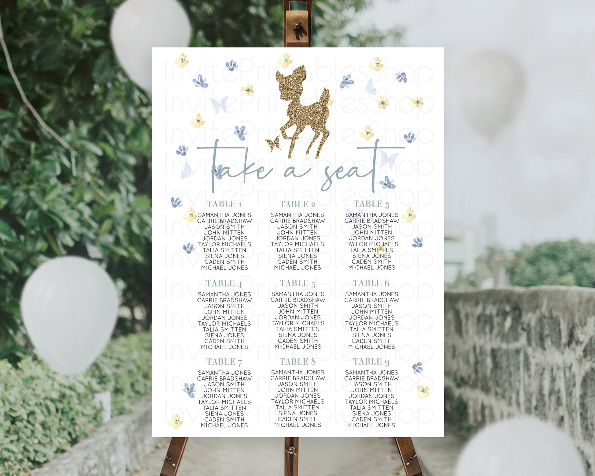Editable Fawn Seating Chart Deer Seating Chart Enchanted Forest Party Butter