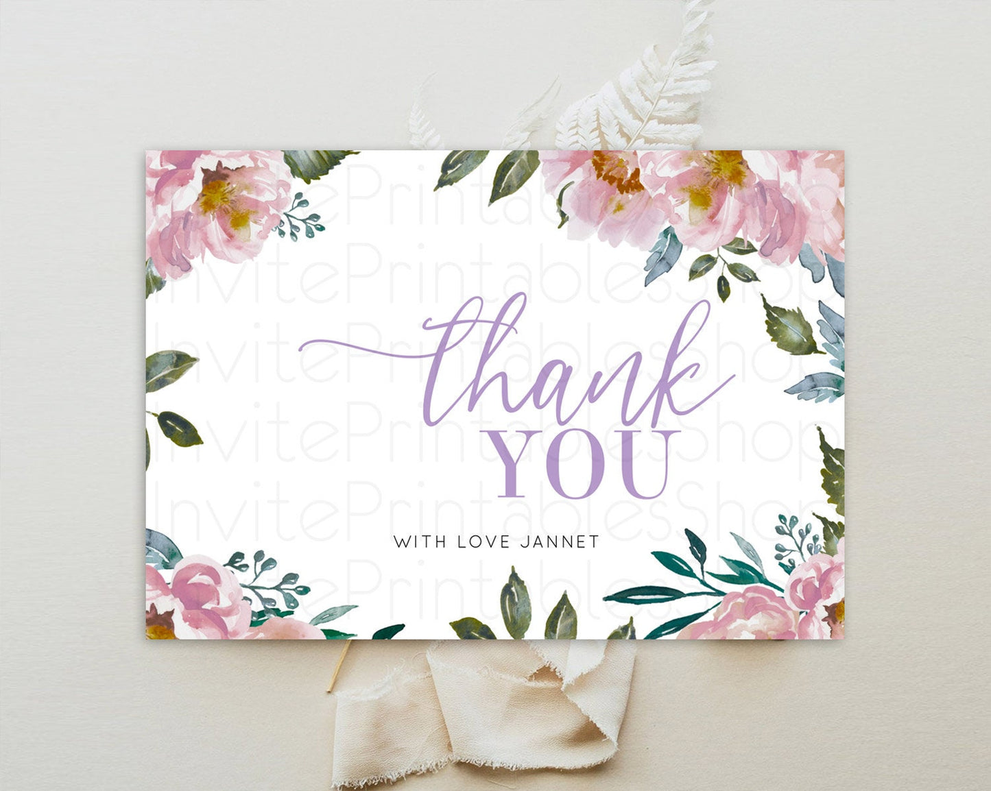 Secret Garden Thank You Wildflower Thank You Card Pastel Flower Garden Birthday Thank You Card Boho Floral Teacher Thank You Card D10729