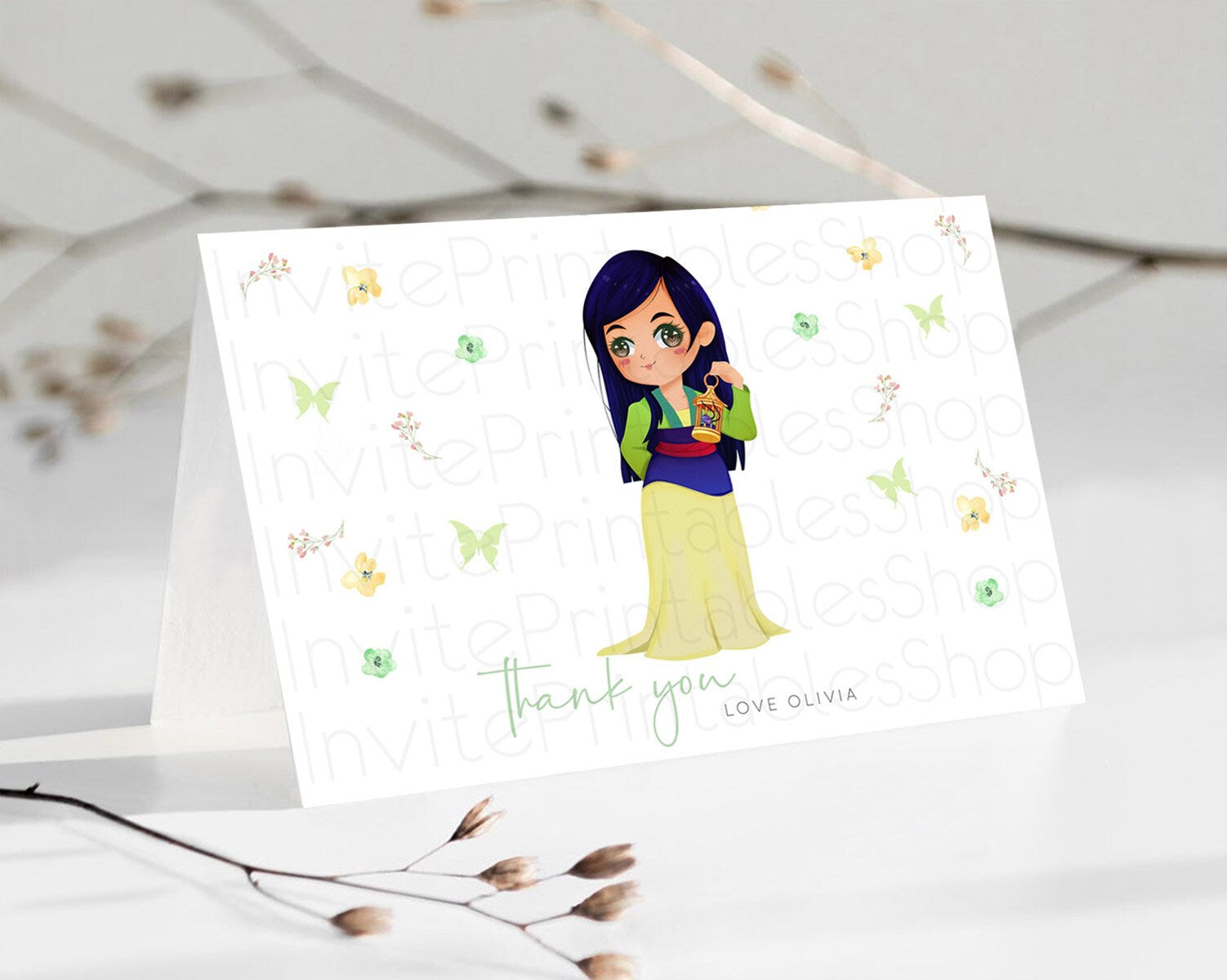 Editable Princess Thank You Castle Thank You Card Secret Garden Birthday Tha