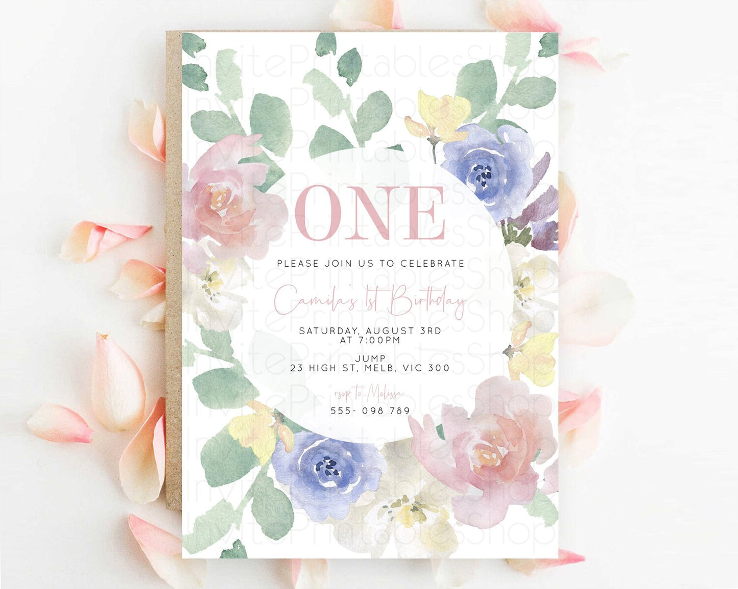 Secret Garden Invitation Wildflower Birthday Invitation Pastel Flowers Invite Enchanted Garden Boho Floral 3rd 2nd First Birthday D10860