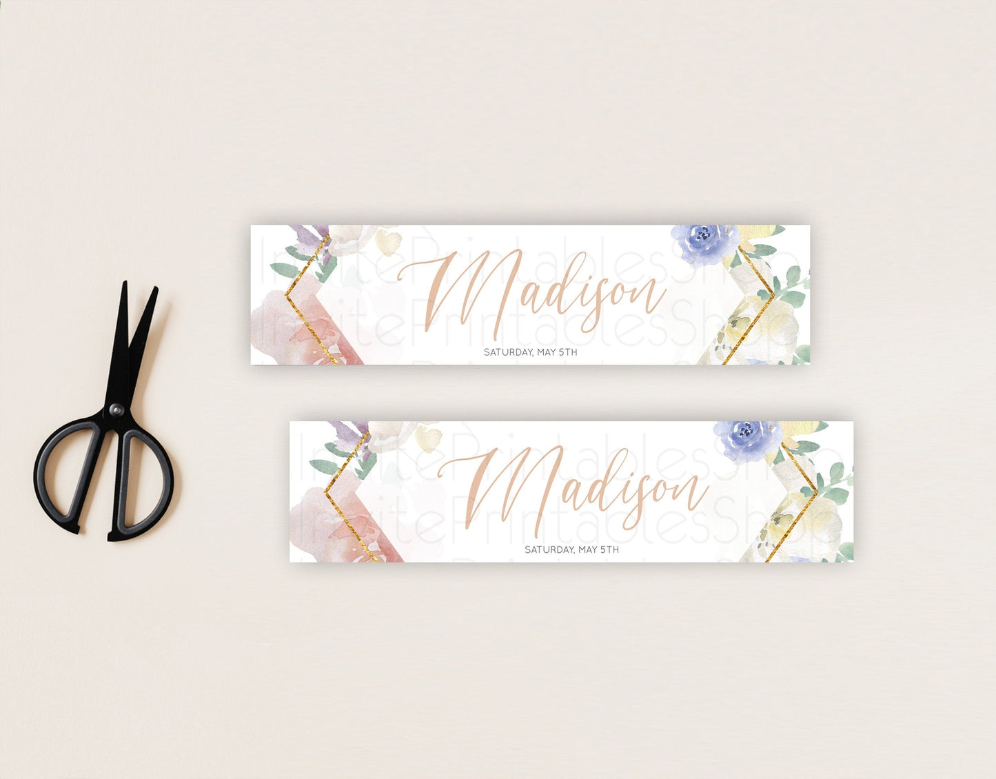 Wildflower Water Label Template Secret Garden Water Label Pastel Floral Garden Party Decor Boho Flowers Birthday Baby Shower Wedding D10254