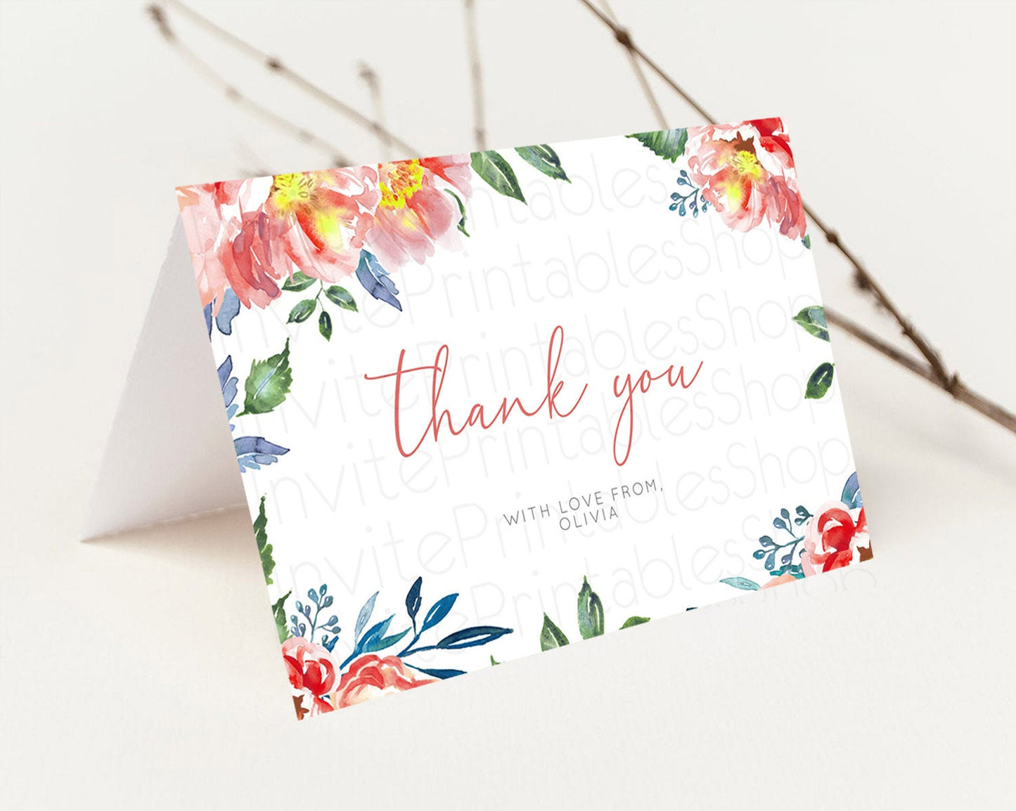 Secret Garden Thank You Wildflower Thank You Card Pastel Flower Garden Birthday Thank You Card Boho Floral Teacher Thank You Card D10751