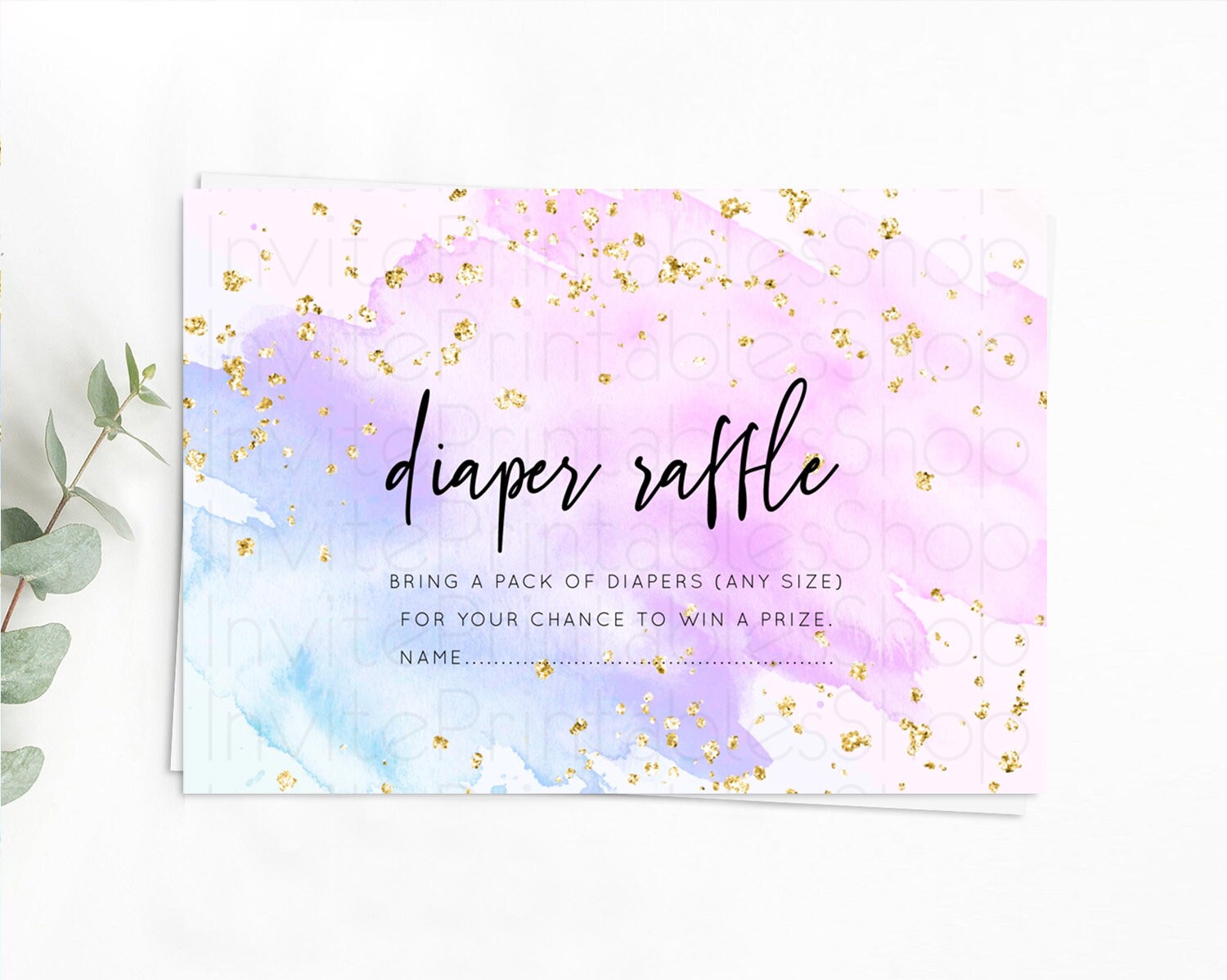 Editable Purple Diaper Raffle Card Watercolor Diaper Raffle Insert Pastel Pu