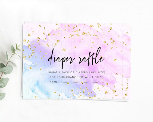 Editable Purple Diaper Raffle Card Watercolor Diaper Raffle Insert Pastel Pu