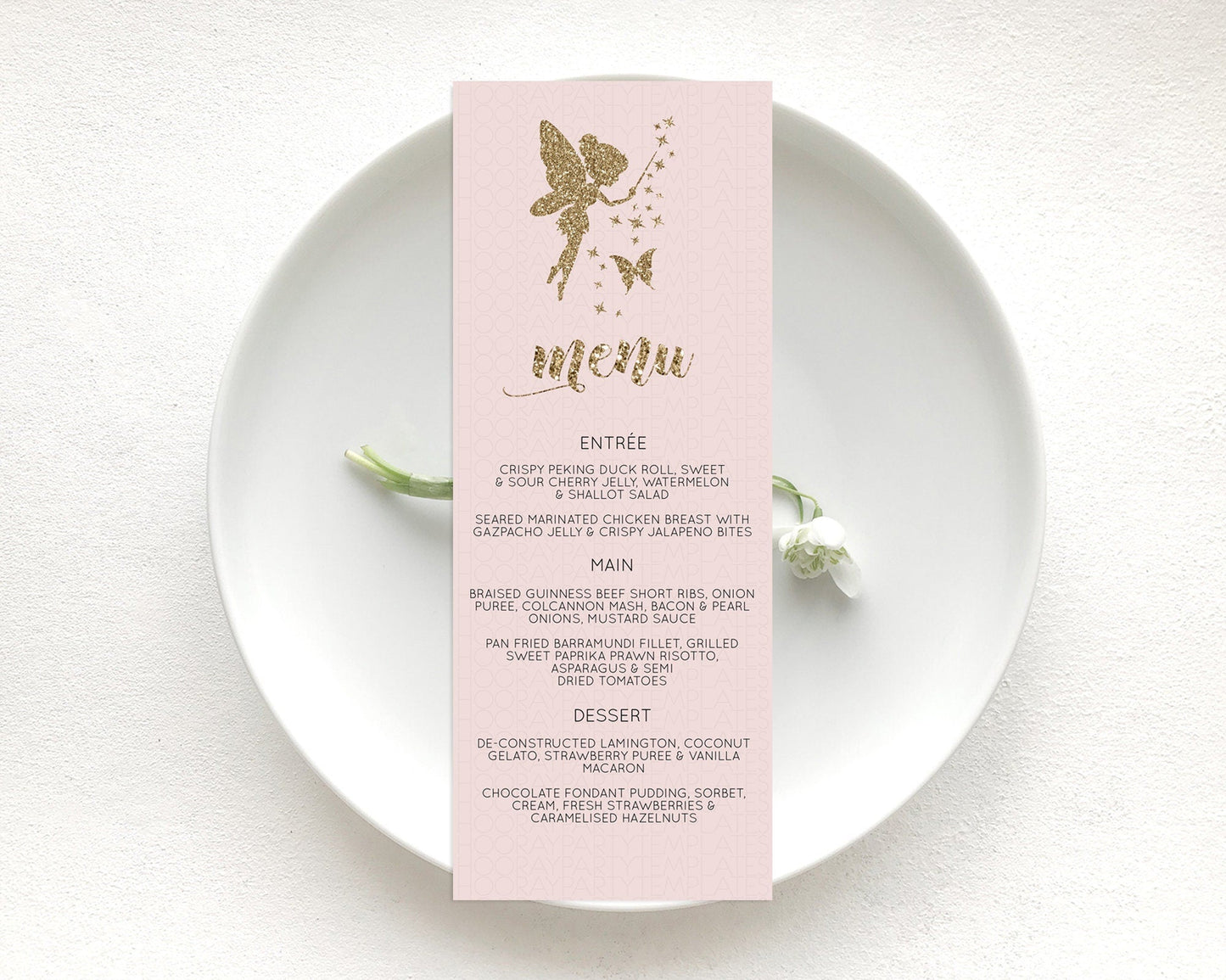 Fairy Menu Fairy Menu Template Enchanted Garden Pastel Floral Butterfly Table Decor Fairy Secret Garden Dinner Dessert Food Menu D10899