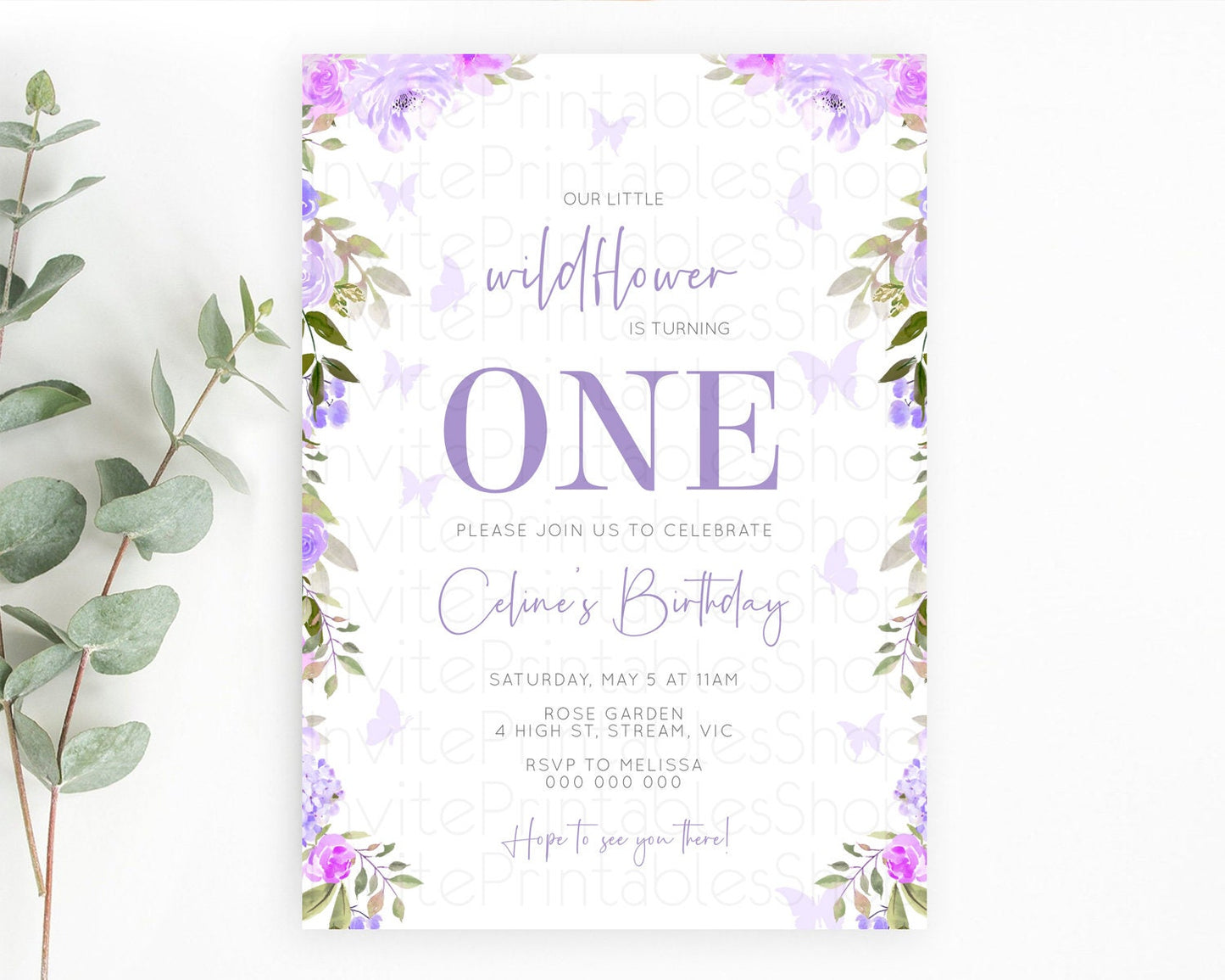 Secret Garden Invitation Wildflower Birthday Invitation Pastel Flowers Invite Enchanted Garden Boho Floral 3rd 2nd First Birthday D10719