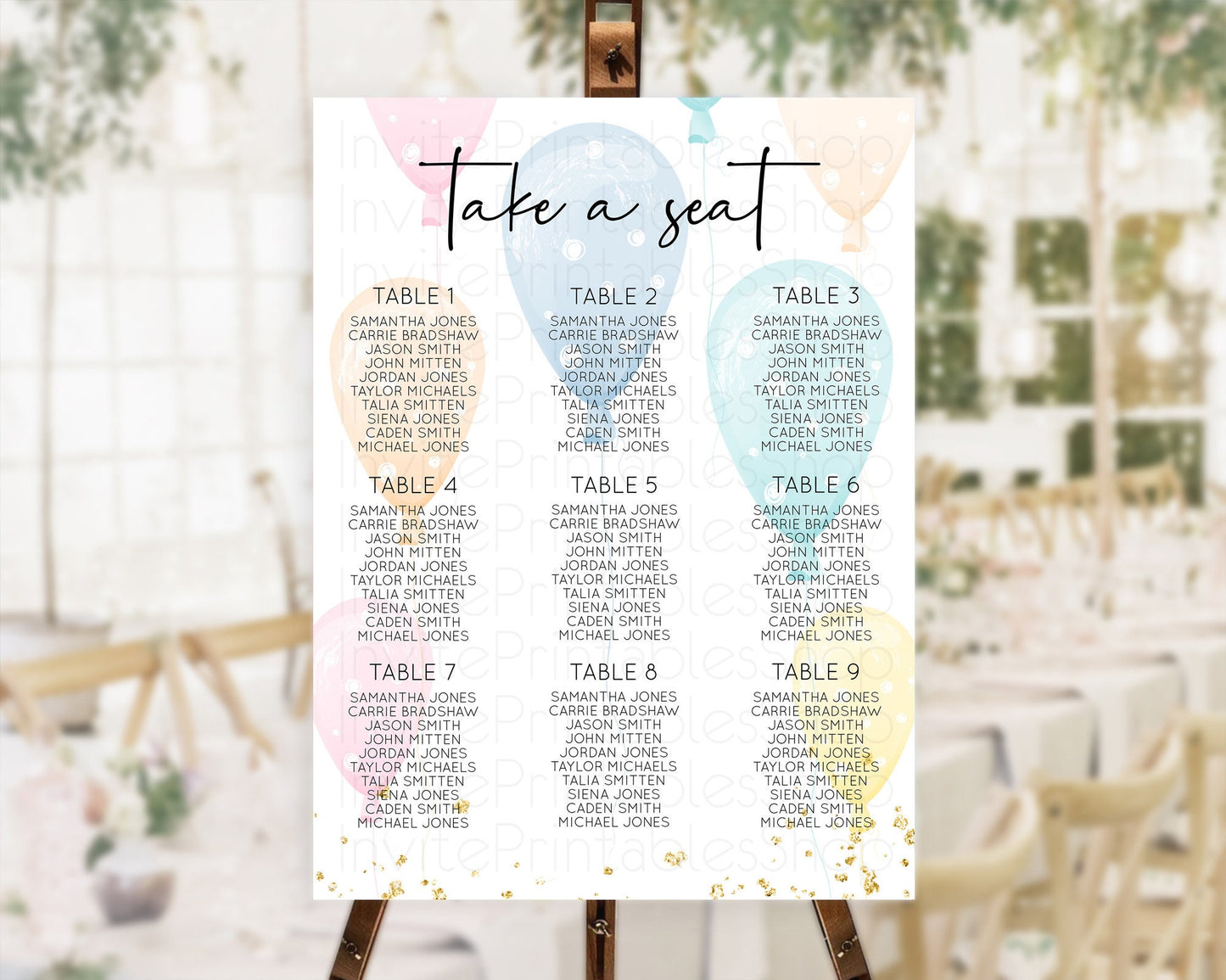 Editable Balloon Seating Chart Pastel Seating Chart Pastel Balloon Seating S