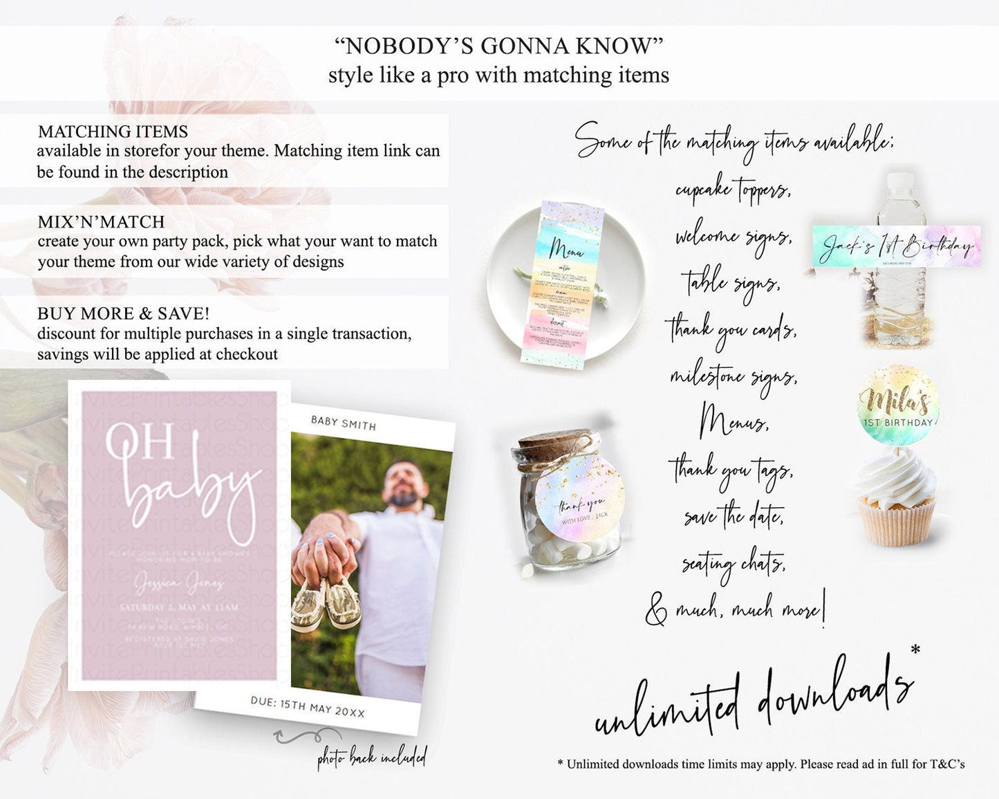 Minimalist Pink Baby Shower Invitation: Pink Invitation, It's a Girl, Modern and Simple Pastel Pink Invites for a Stylish Celebration D10940
