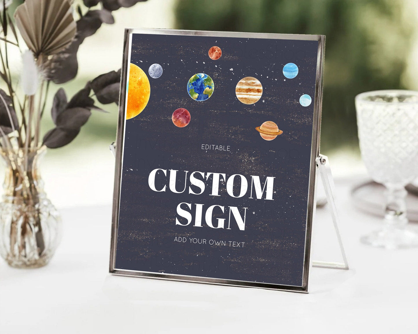 Space Table Sign Decor Galaxy Space Adventure Party First Trip Around the Sun Planets Solar System 1st Birthday Baptism Baby Shower D10144