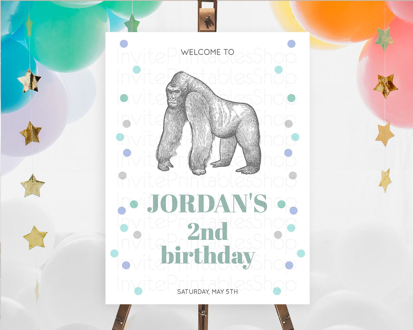 Gorilla Welcome Sign Gorilla Welcome Board Gorilla Party Welcome Poster Safari Adventure Decor Gorilla First Birthday Welcome Sign D10854