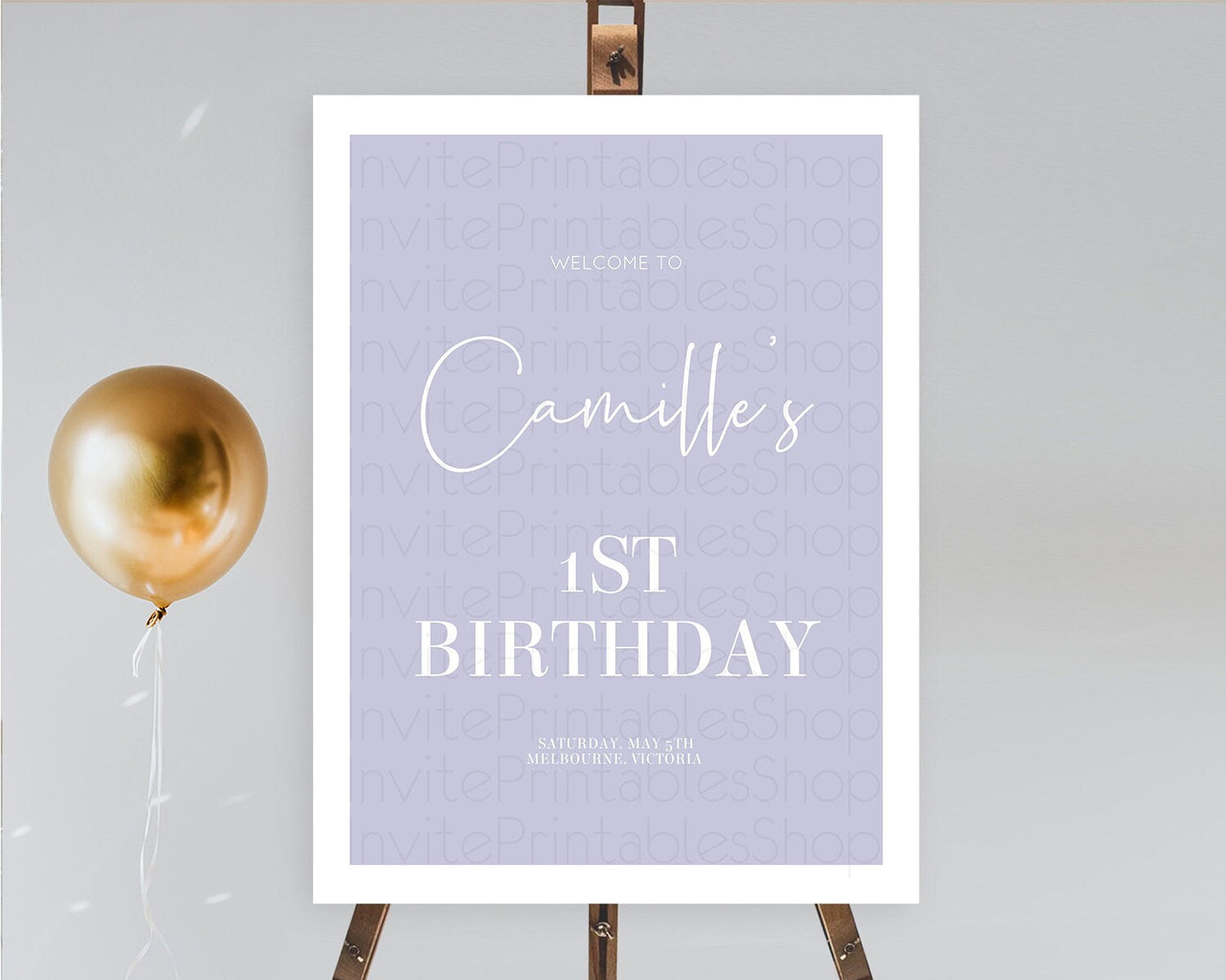 Purple Welcome Sign Plain Purple Welcome Board Minimalist Pastel Purple Welcome Poster Modern Purple First Birthday Welcome Sign D10942