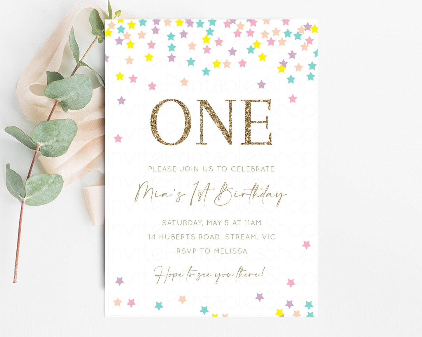 Rainbow Stars Birthday Invitation Pastel Birthday Invitation Rainbow Sky Invite Colorful Twinkle Invite Glitter Sprinkles 1st 2nd 3rd 585