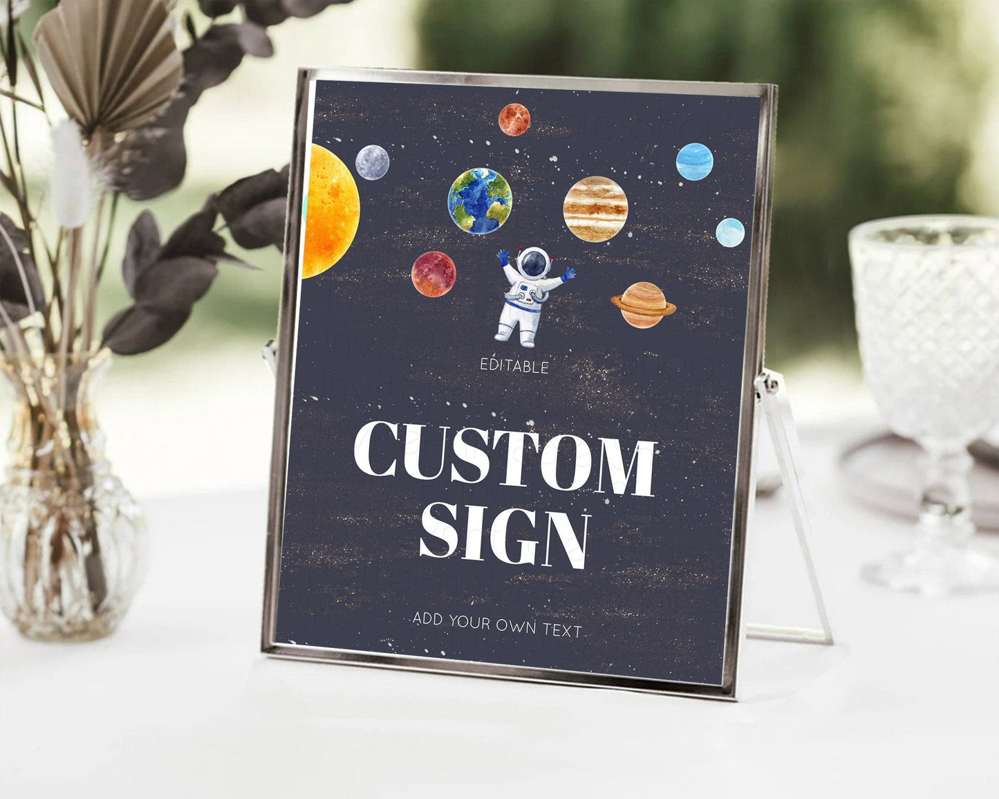 Space Table Sign Decor Galaxy Space Adventure Party First Trip Around the Sun Planets Solar System 1st Birthday Baptism Baby Shower D10144